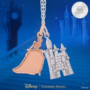 Disney Princess Cinderella Castle Necklace, 925 Sterling Silver Charmed Aroma